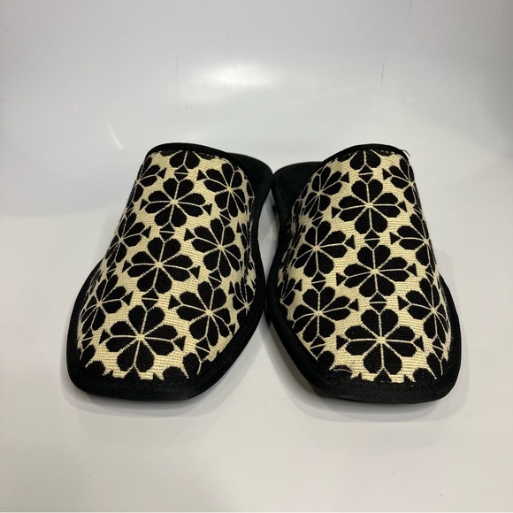 Kate Spade flower jacquard dove slippers women’s size 11 tan black luxury casual - Picture 3 of 9